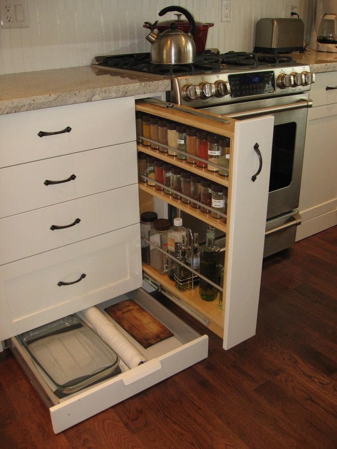 tiroir coulissant sous l'armoire