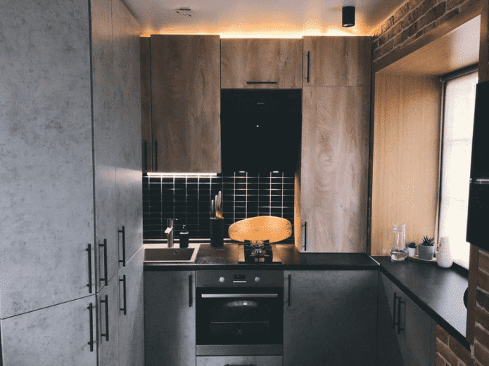 Exemple de cuisine loft à Khrouchtchevka