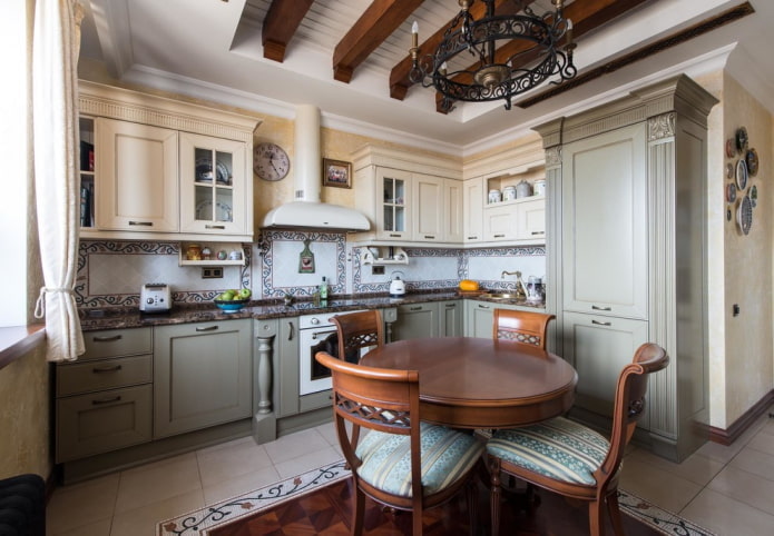 meubles dans l'intérieur d'une cuisine classique