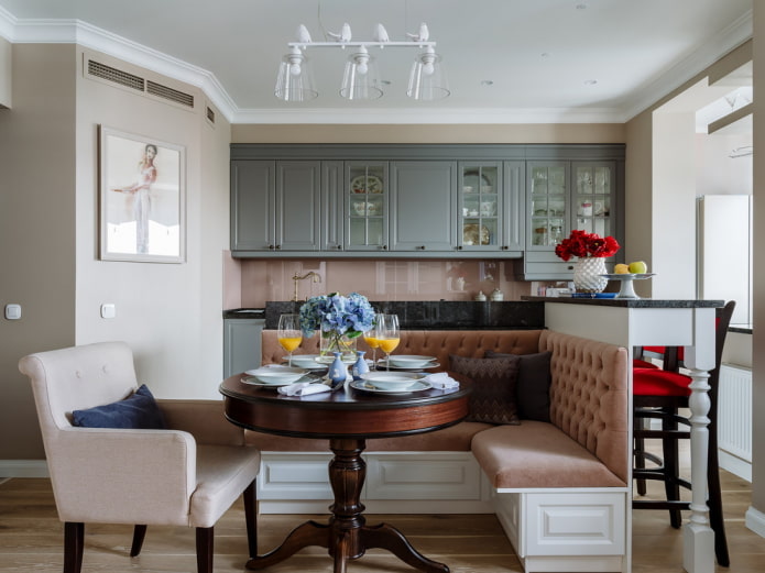 meubles dans l'intérieur d'une cuisine classique