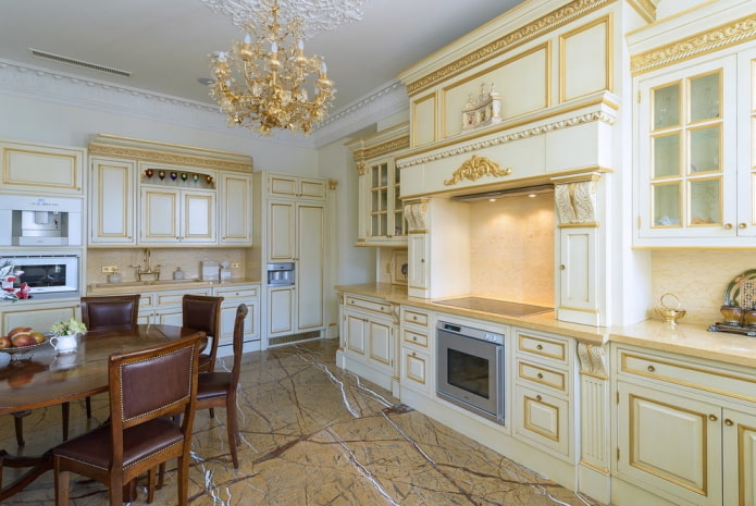 meubles à l'intérieur d'une cuisine classique