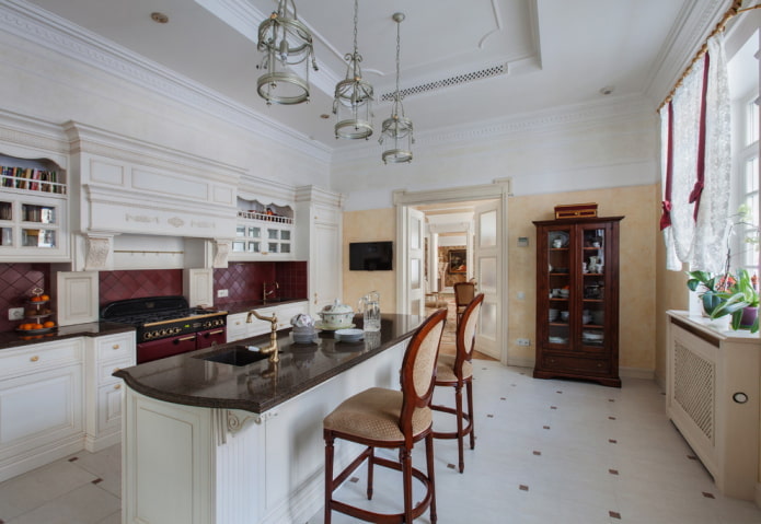 meubles dans l'intérieur d'une cuisine classique