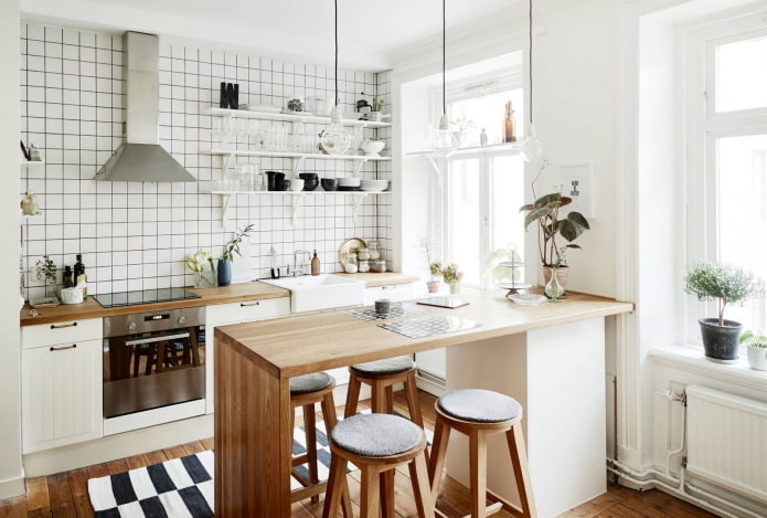 Cuisine sans armoires hautes