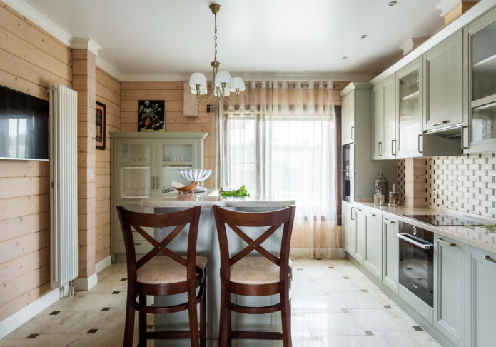 meubles dans l'intérieur de la cuisine dans un style campagnard rustique