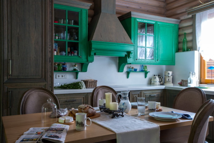 Décoration et éclairage dans une cuisine de style rustique