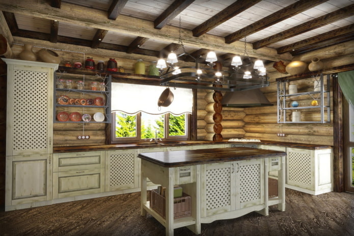 Cuisine de style campagnard à l'intérieur de la maison