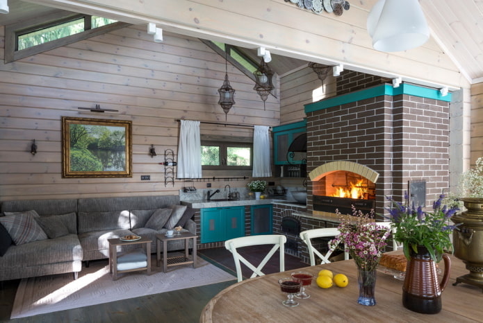 Cuisine-salon de style campagnard
