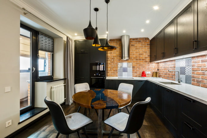 table rivière dans la cuisine