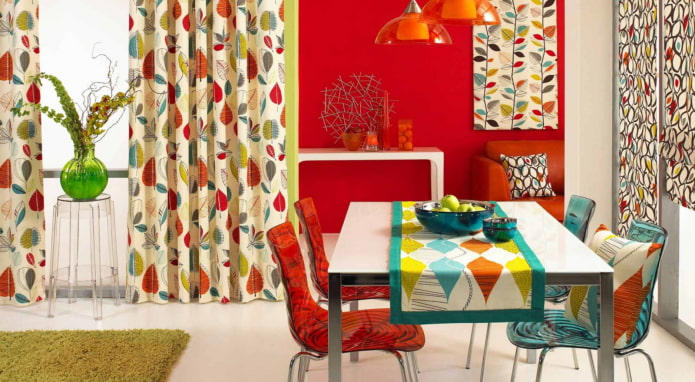 textiles lumineux pour la cuisine de style rétro