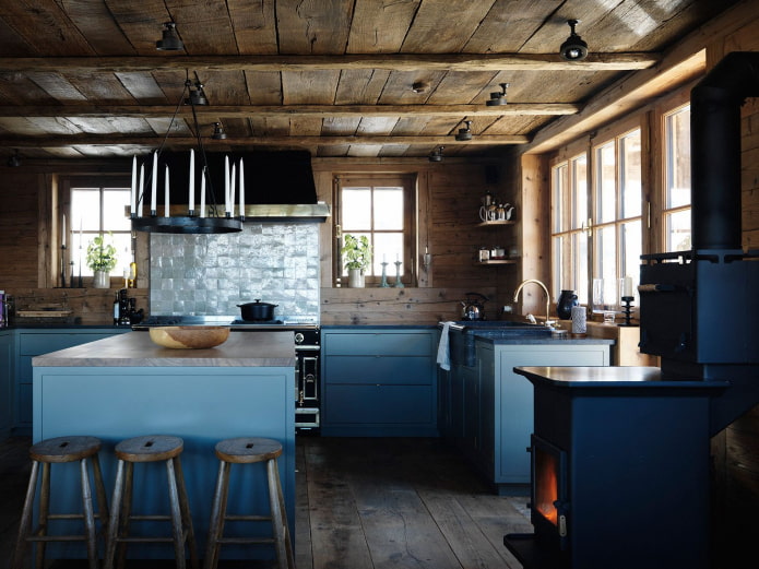 cuisine bleu foncé mat