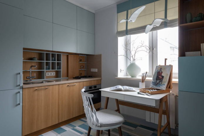 Cuisine linéaire dans un bâtiment Khrouchtchev