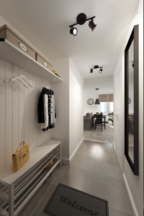 couloir dans la conception d'un studio de 33 m².