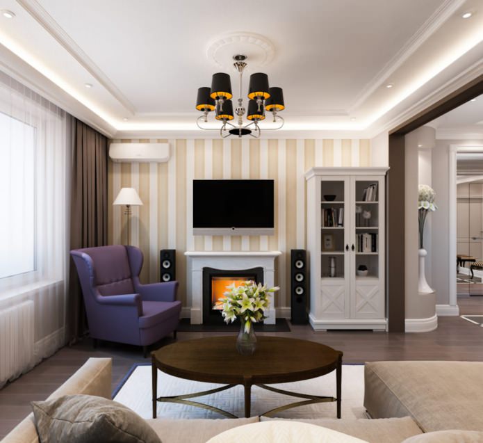 projet d'un appartement de deux pièces dans les tons marron et beige