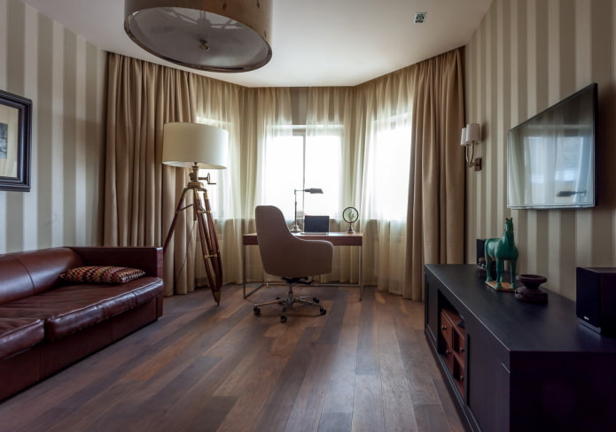 conception de bureau à l'intérieur d'un appartement de 70 mètres carrés
