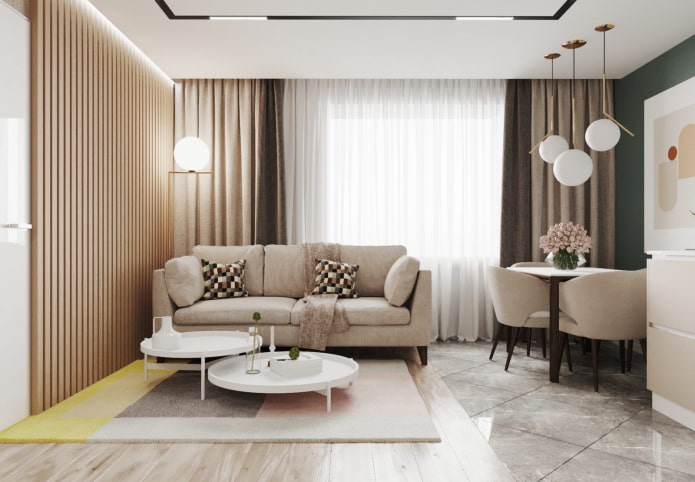 intérieur d'un appartement de quatre pièces de 70 mètres carrés