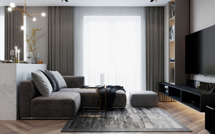 intérieur d'un appartement de 70 m² dans un style moderne