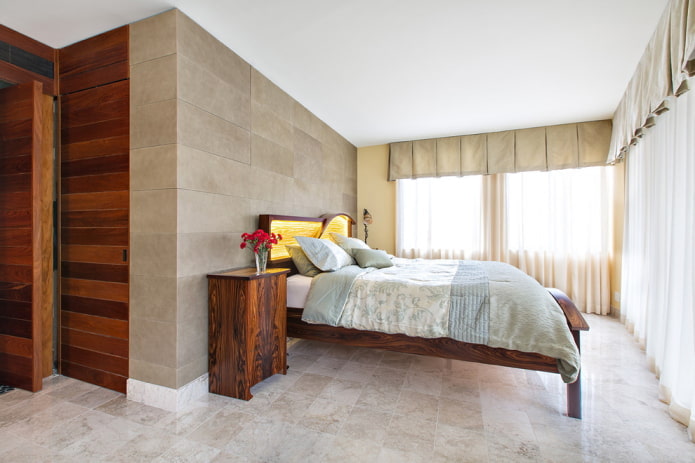 lambrequins dans la chambre à coucher dans un style moderne