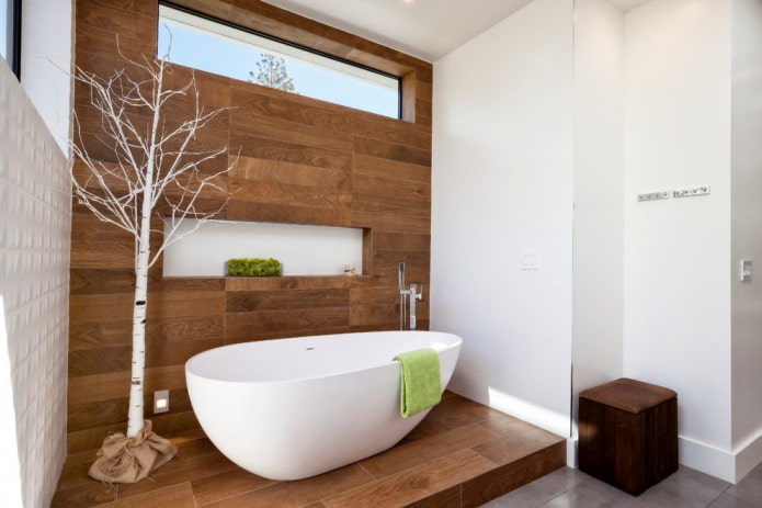 finition bois de la salle de bain