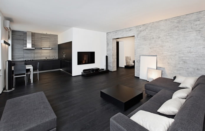 Stratifié noir dans l'intérieur du salon