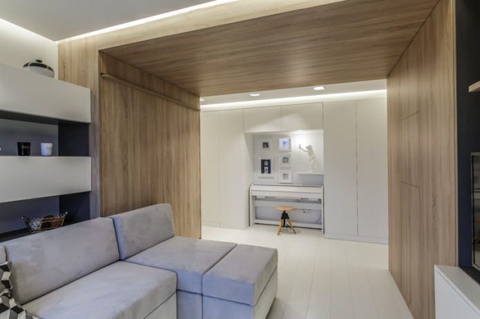Plafond se fondant dans un mur en stratifié