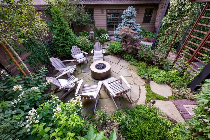 Patio sur une parcelle de jardin
