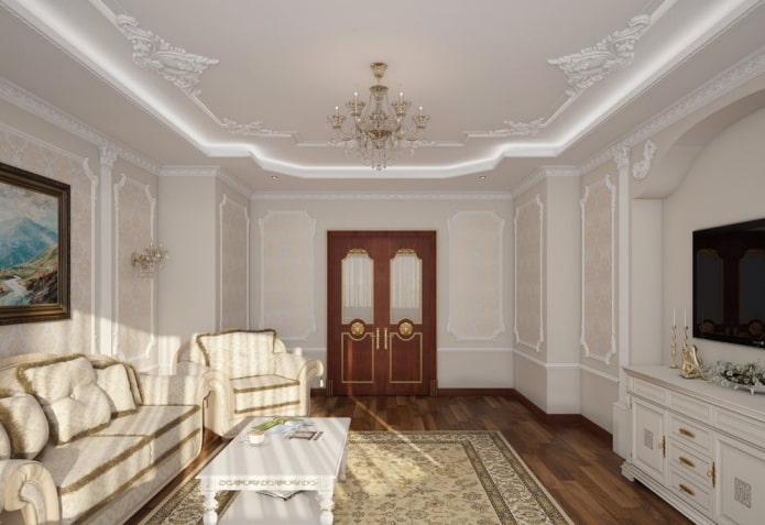 décor en stuc le long du périmètre du plafond