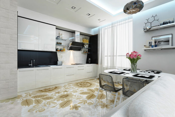 linoléum avec des motifs dans l'intérieur de la cuisine