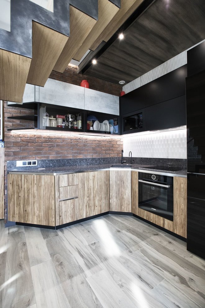 linoléum gris avec imitation stratifié à l'intérieur