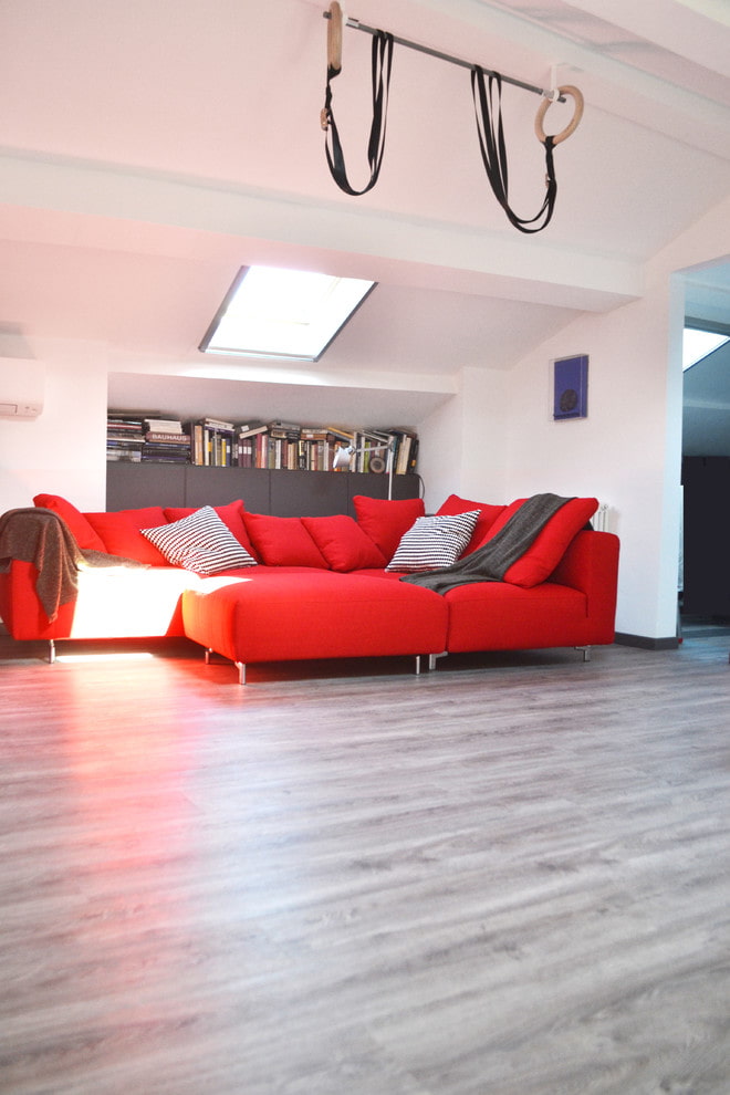linoléum gris avec imitation stratifié à l'intérieur