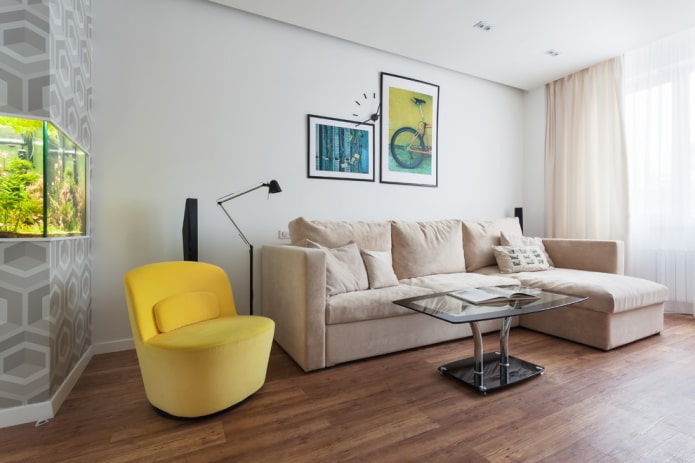 linoléum marron avec imitation stratifié à l'intérieur