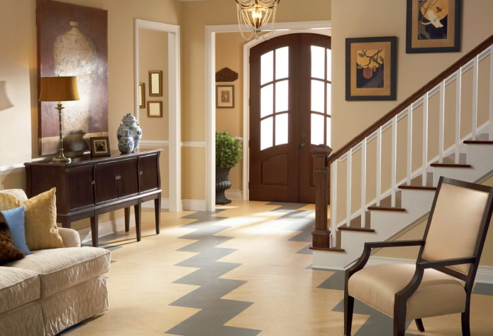 Linoléum bicolore à l'intérieur