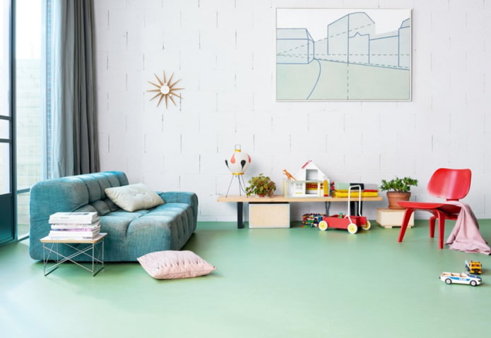 linoléum unicolore à l'intérieur