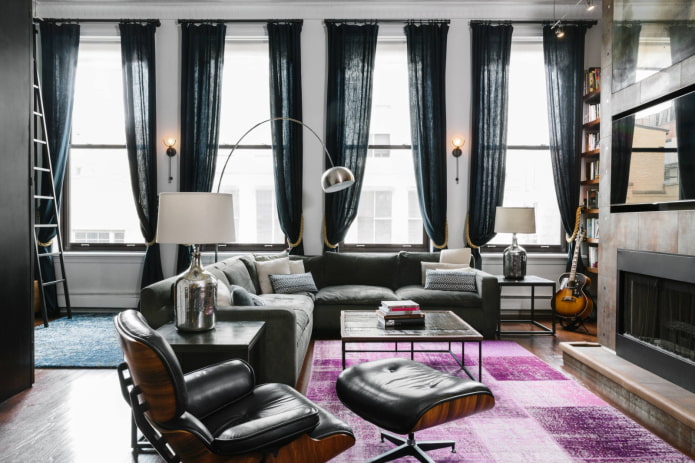 rideaux en lin avec pinces à l'intérieur