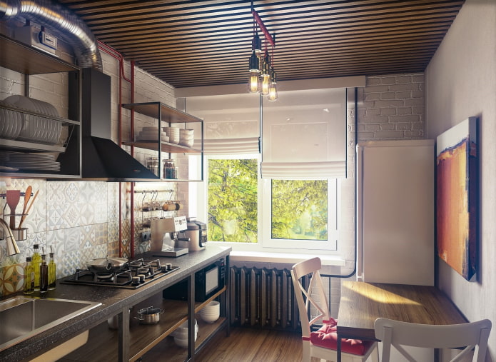 conception de cuisine dans une Khrouchtchevka de style loft