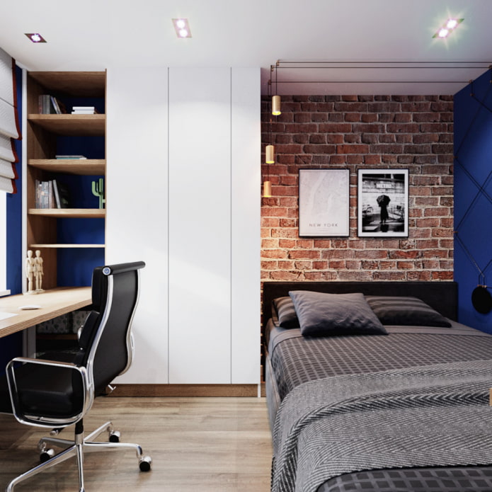 Chambre avec espace de travail