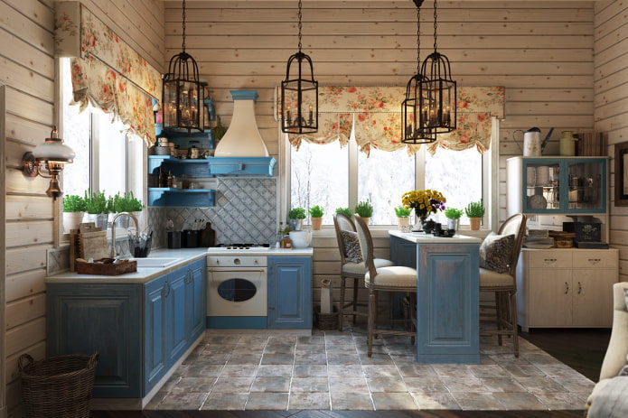 Lustre dans la cuisine provençale