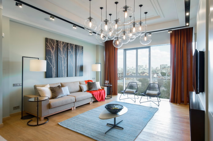 Lustre dans un hall de style moderne