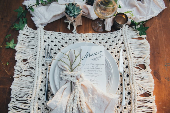 serviette de table en macramé