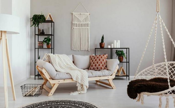 Intérieur scandinave en macramé