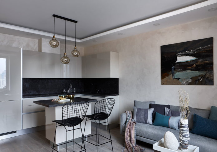 Intérieur d'une petite cuisine-salon
