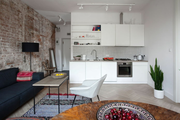 conception d'une petite cuisine-salon