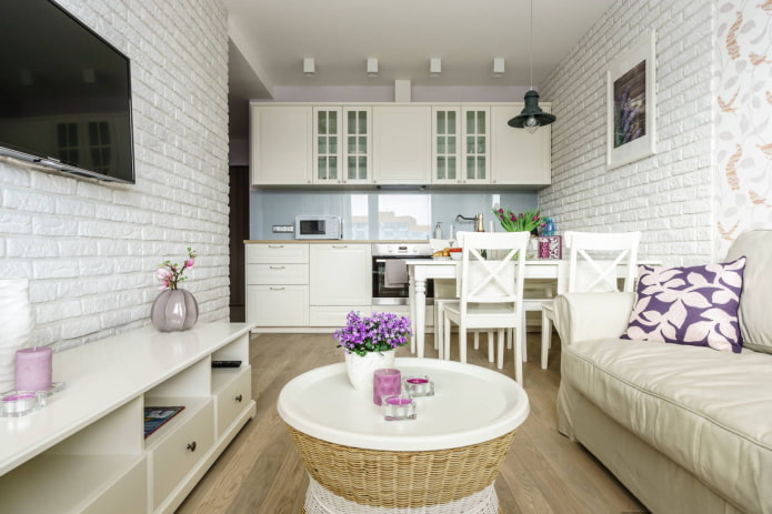 conception d'une petite cuisine-salon