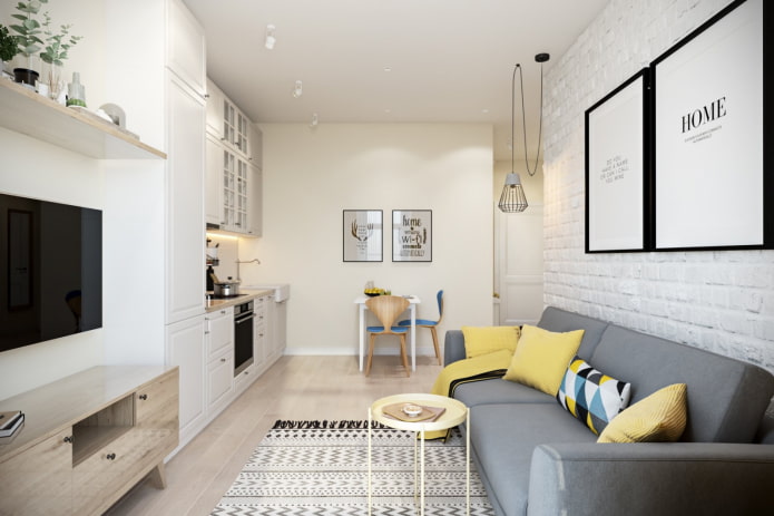 conception d'une petite cuisine-salon