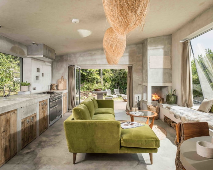 Cuisine-salon à l'intérieur
