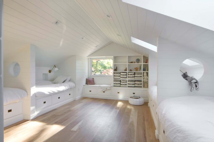 Chambre d'enfant pour une fille et un garçon aux couleurs neutres