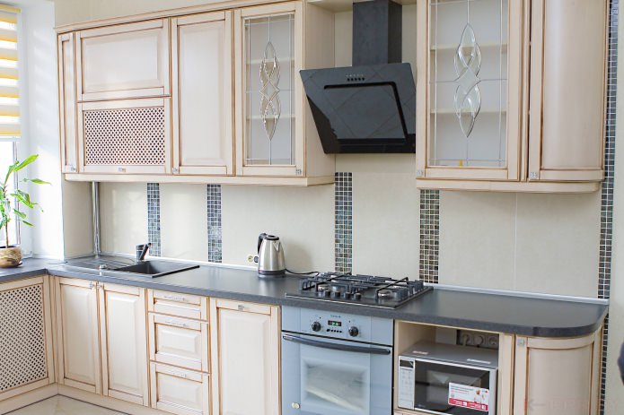 facades of kitchen set