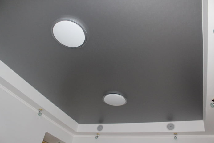 Plafond tendu mat gris