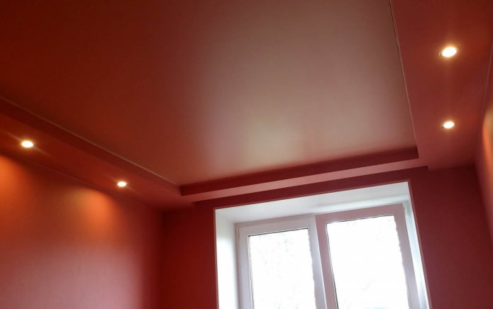 Plafond tendu mat de couleur rouge