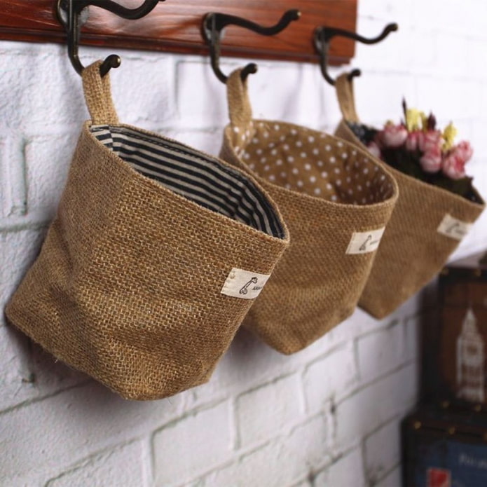 Paniers d'intérieur en toile de jute