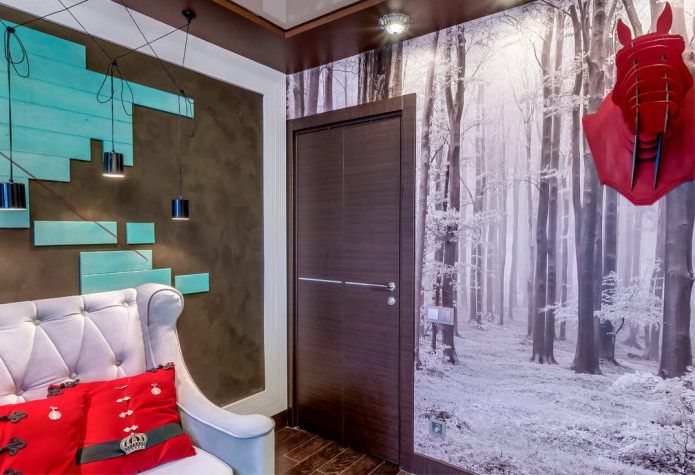 Porte intérieure en wengé à l'intérieur